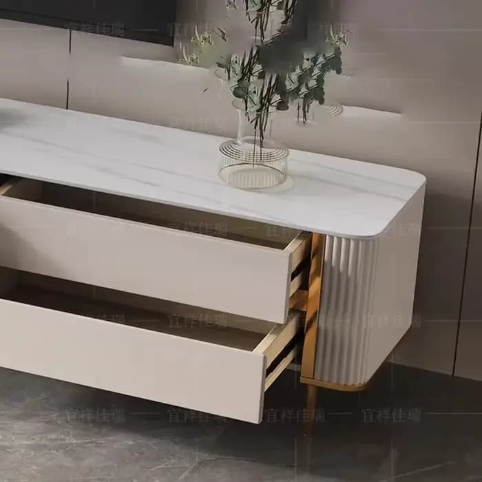 Meuble TV Rond Blanc – Design Premium