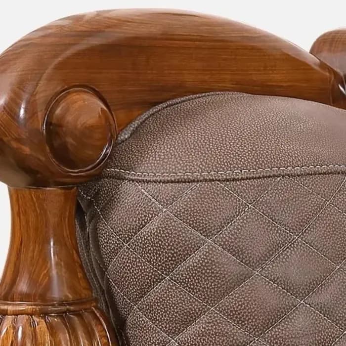 Canapé d'angle en L en cuir véritable et bois massif de style chinois moderne européen