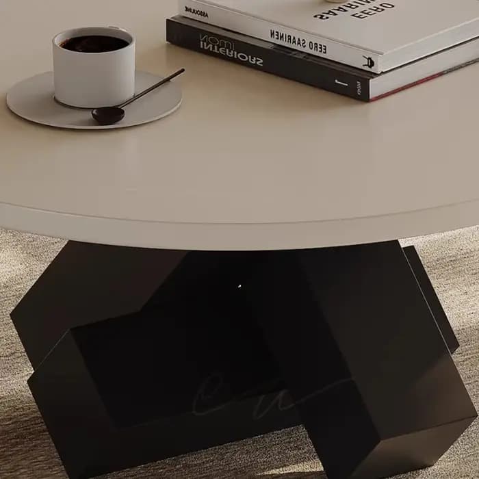 Table basse circulaire créative et artistique avec rangement