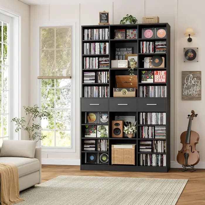 Étagère à livres et bibliothèque de 75 pouces de hauteur, bibliothèque de 47 pouces de large avec ti