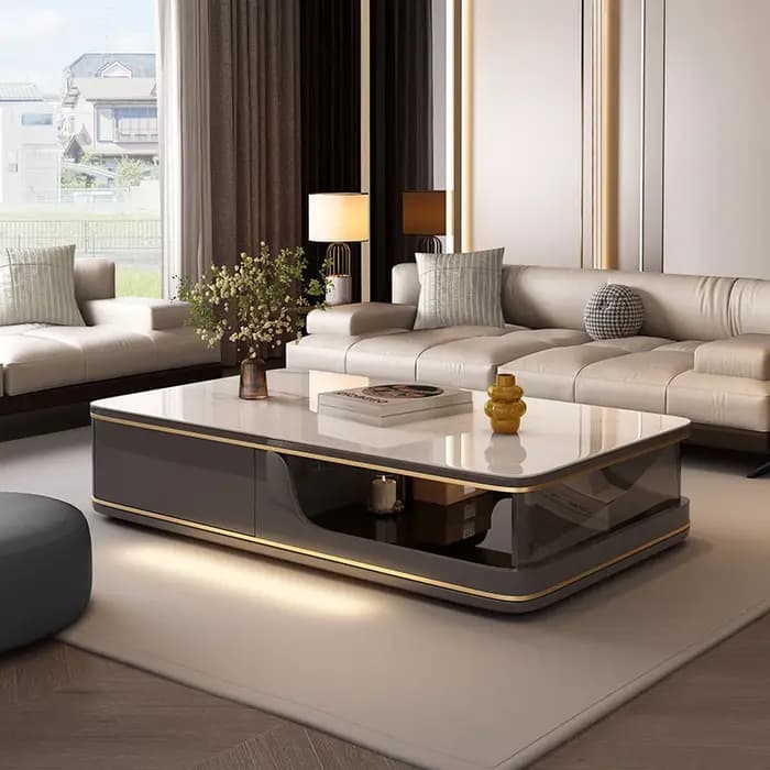 Table basse Design de luxe rangement Transparent Tables basses italiennes uniques nordique Glam Articulos Para El Hogar accessoires