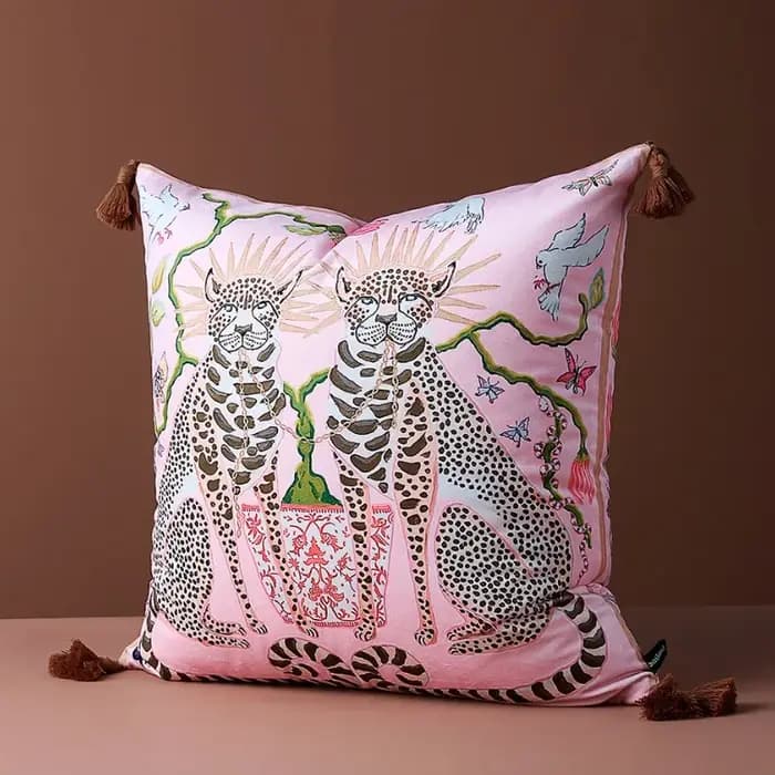Juste de coussin rétro de luxe avec imprimé léopard
