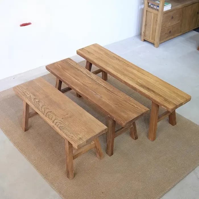 Banc Long en bois d'orme ancien naturel, tabouret à chaussures à langer pour hall d'entrée, cuisine