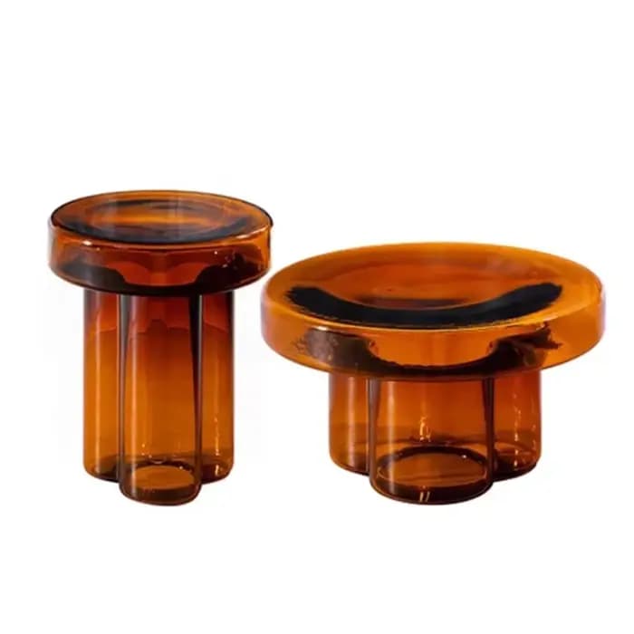  Table basse ronde en verre italien de luxe-table d'appoint centrale de salon moderne