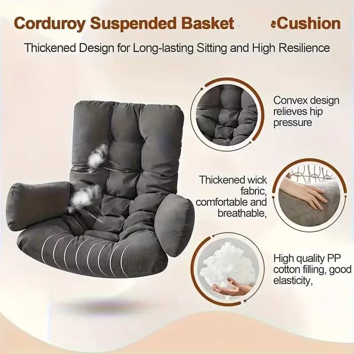 Coussin de remplacement pour fauteuil œuf, coussin pour fauteuil suspendu d'extérieur, coussin pour mobilier de patio, hamac, balancelle, 47x24x6 pouces, Cojines
