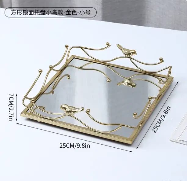 Plateau miroir rectangulaire en verre