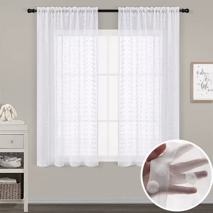 Rideaux courts blancs de style mignon pour salon, chambre, fenêtre, cuisine, salle de bain, camping-