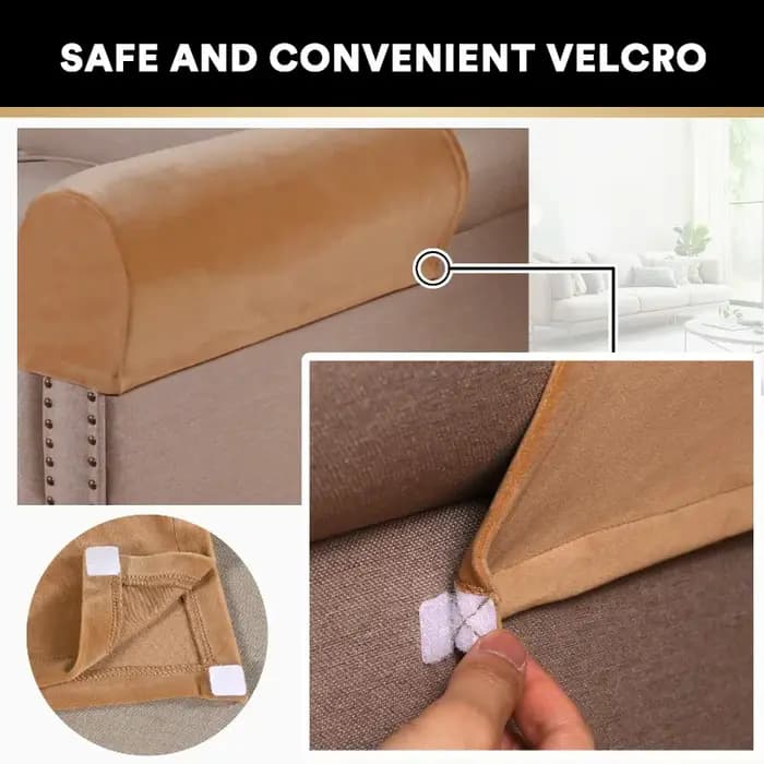 Housse d'accoudoir élastique extensible en velours de luxe