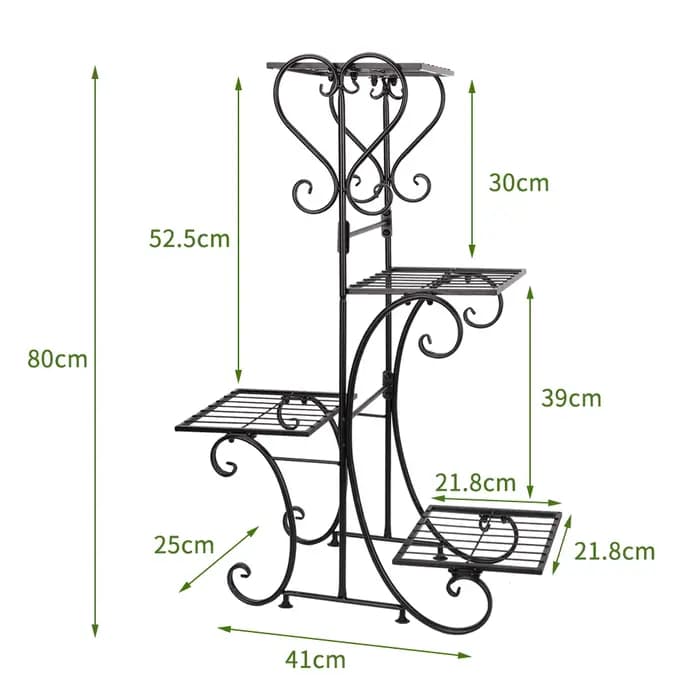 Étagère en métal pour plantes, présentoir à fleurs, jardinière de jardin, support avec étagères à 4