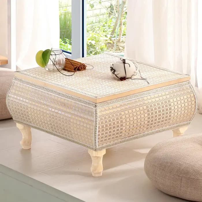 Support Tatami en rotin tissé à la main, baie vitrée minimaliste, Table à thé, bureau en bois massif