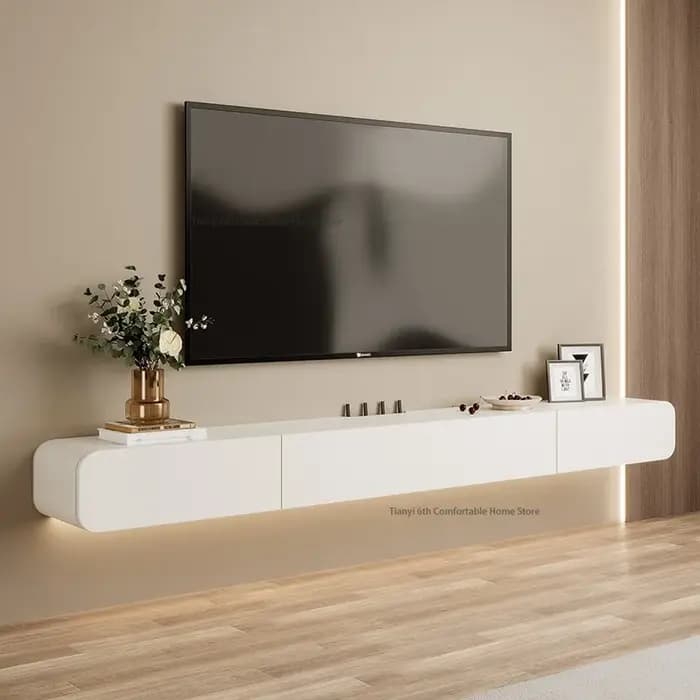 Meuble TV suspendu en bois massif italien, style moderne et épuré, pour salon, meuble de maison FYFS