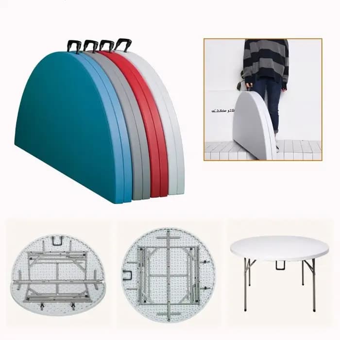 Grande Table à manger ronde pliable pour 6 à 12 personnes, en plastique Simple et Durable, facile à