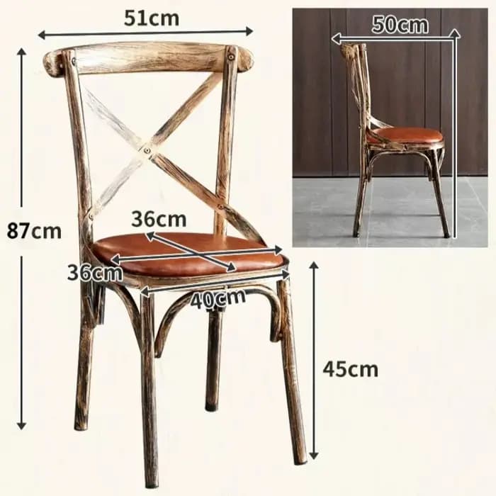 Chaise de salle à manger vintage à dossier haut en cuir