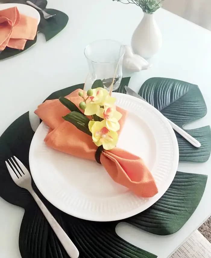 Grand tapis de Table Monstera en forme de feuille tropicale