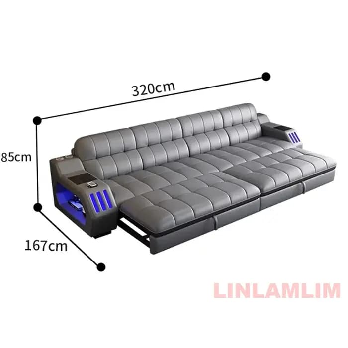 Canapé-lit sectionnel moderne avec fauteuil inclinable électrique, éclairage LED et fonction massage