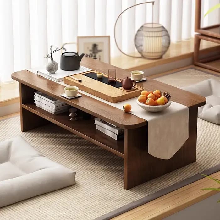 Table basse japonaise à profil bas pour baie vitrée