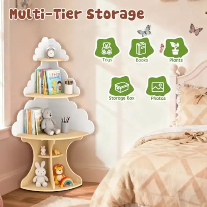 Bibliothèque pour nuage, bibliothèque d'angle Montessori peu encombrante pour tout-petits, pour cham