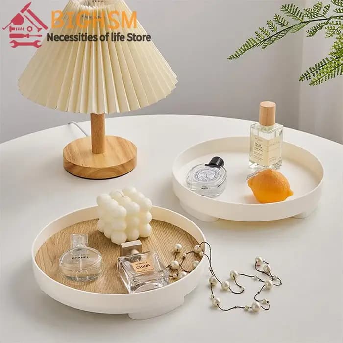 Plateau de rangement rond pour table basse de salon
