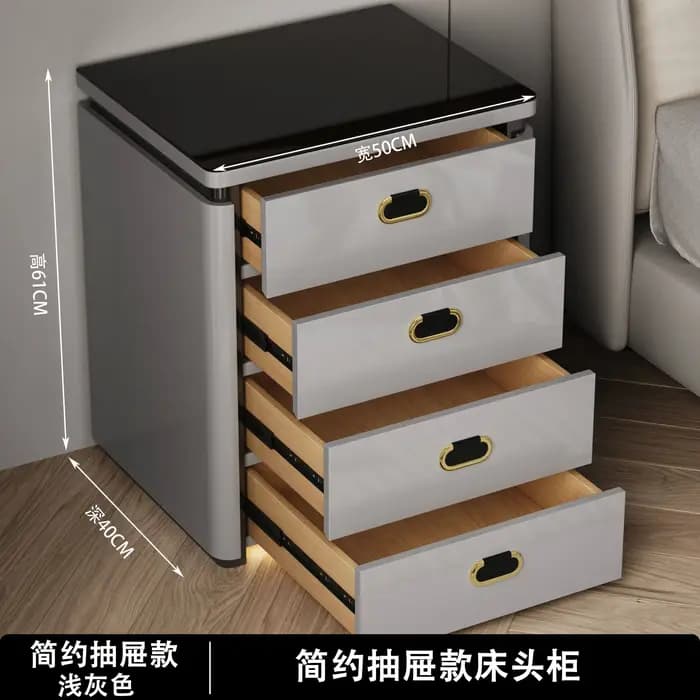 Table de chevet intelligente blanche pour appartement, table de nuit nordique moderne avec recharge,