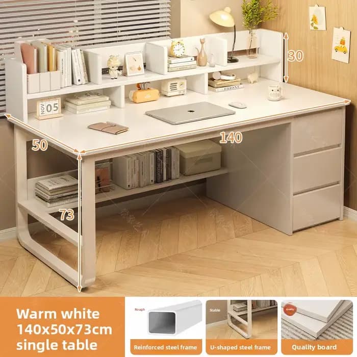 Bureau de travail robuste avec étagère intégrée, table d'ordinateur multifonctionnelle et chaise – D