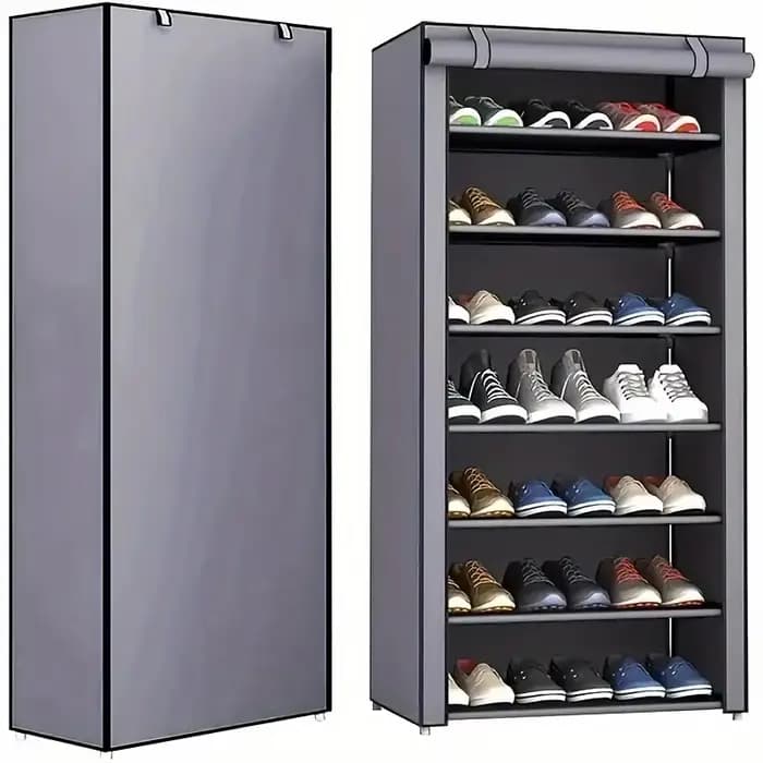 Armoire à chaussures multicouche à 6-10 niveaux avec porte volet roulante anti-poussière