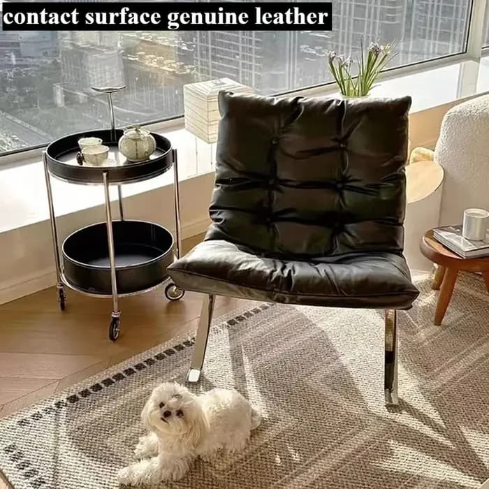 Chaise de salon simple nordique en cuir