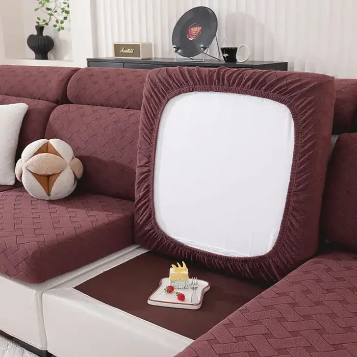 Housses de coussin de canapé en Jacquard entrelacé de couleur unie, ensemble de canapé modulaire, ho