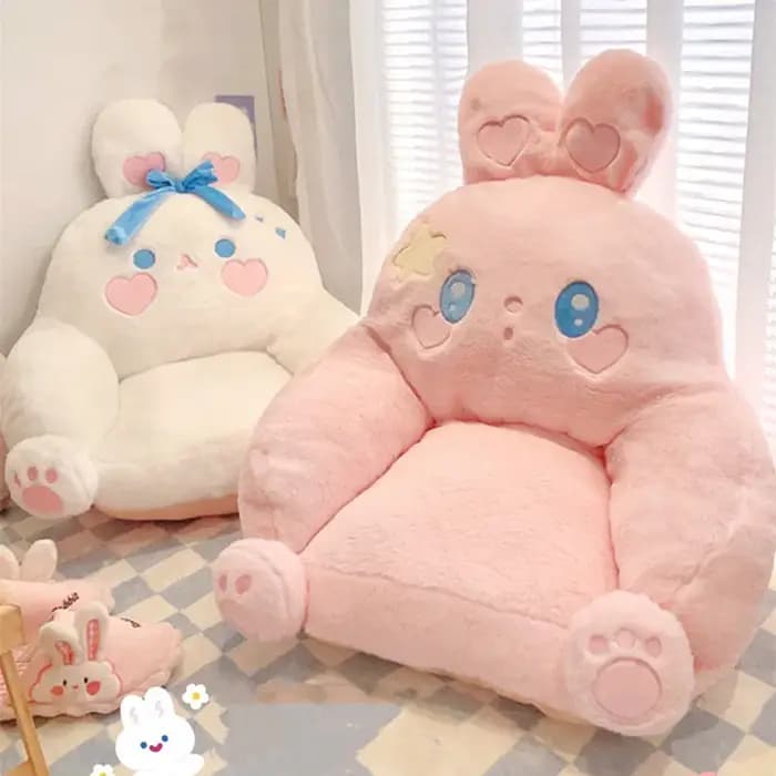 Mini coussin de canapé de dessin animé de lapin mignon, coussin de siège de lecture, coussin de tata