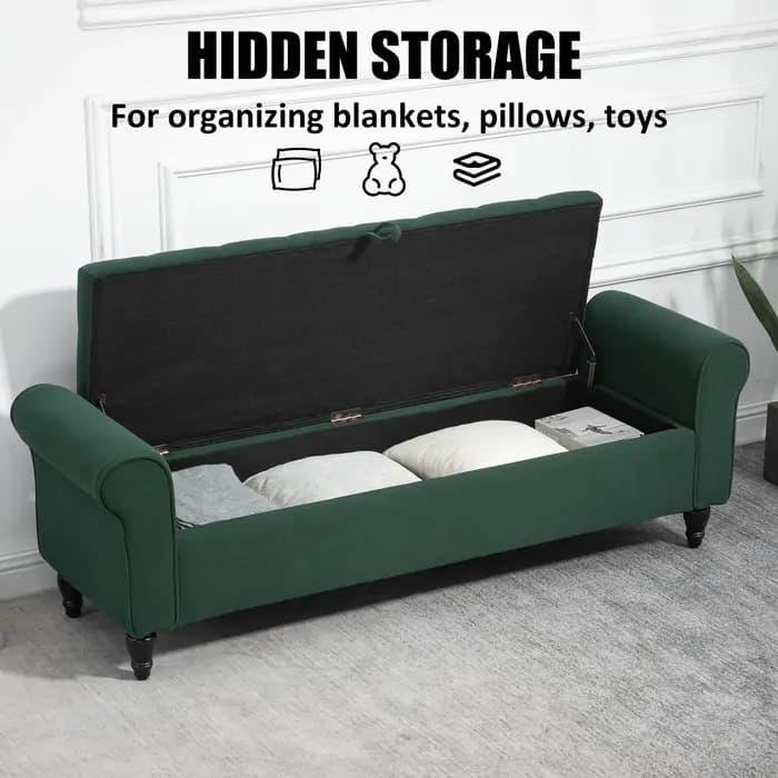 Banc de rangement touffeté avec rangement pour salon et chambre à coucher
