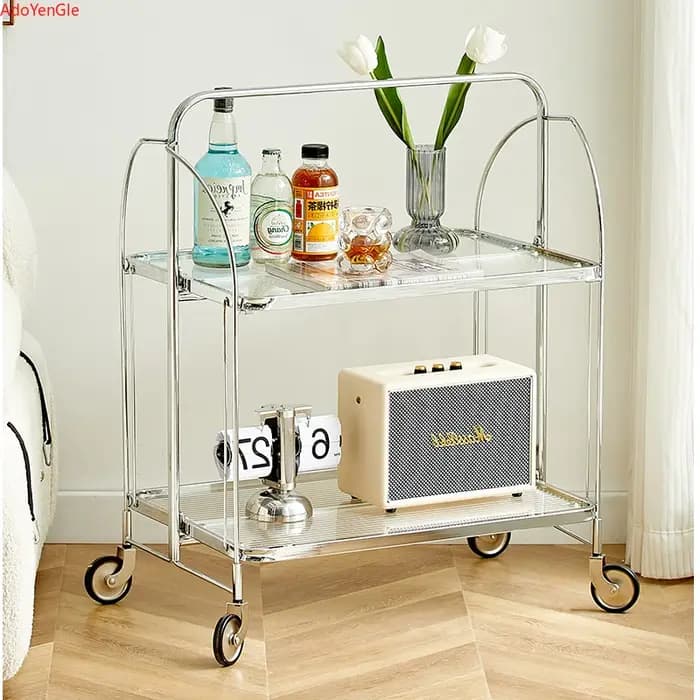 Table d'appoint mobile en verre transparent