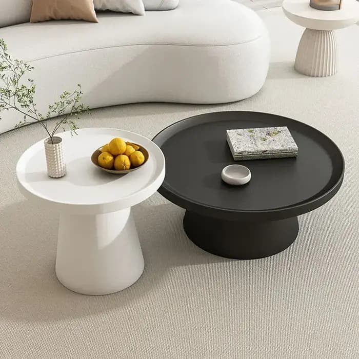 Plateau esthétique Tables basses ornements noirs Table basse réglable Simple ronde minimaliste Mesa Centro Salon meubles de maison