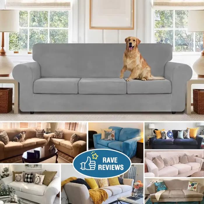 Housse de canapé en velours extensible Chesterfield housses