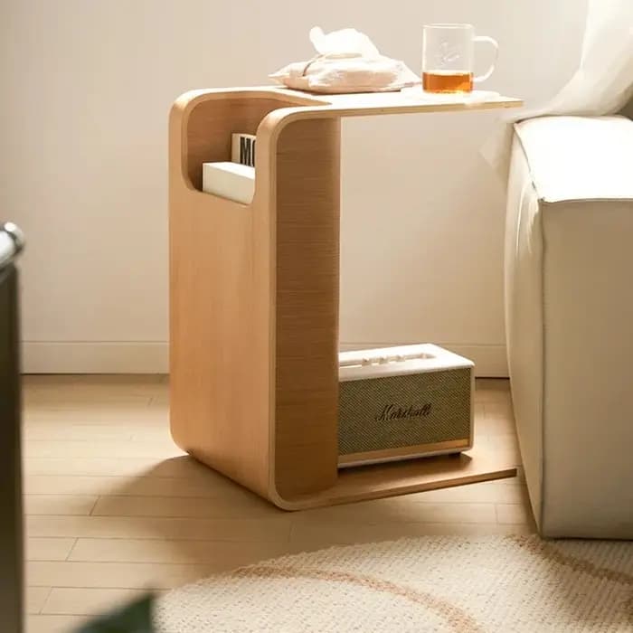 Table basse en bois massif en forme de C de Style nordique