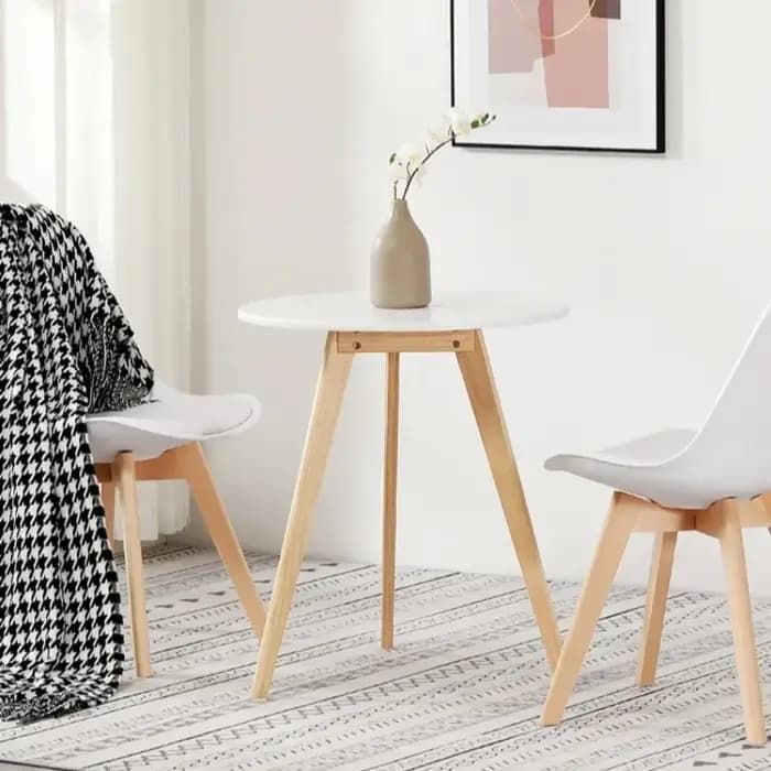Petite Table ronde blanche en bois massif