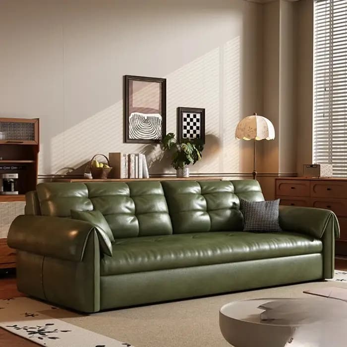 Canapés Vintage modernes vert Corium huile cire Simple Relax
