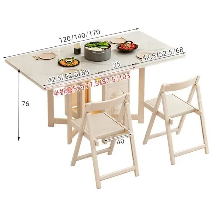 Table à manger japonaise extensible blanc moderne 4 chaises