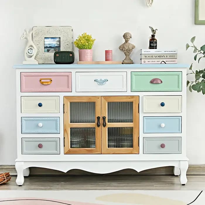 Armoires de salon polyvalentes crème, vitrine moderne de sécurité pour enfants, rangement de cuisine