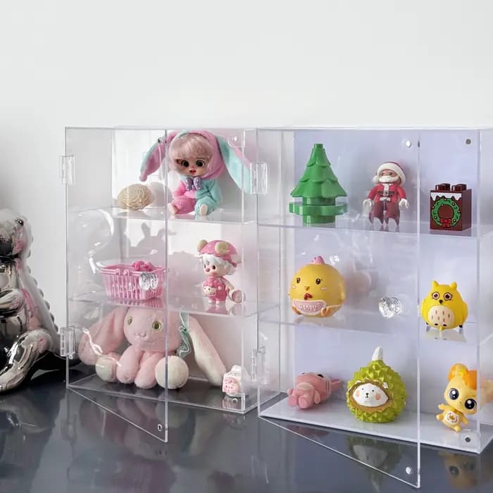 Vitrine en acrylique à porte ouverte avec poignée, rangement transparent anti-poussière de grande capacité, peut stocker des modèles et des cosmétiques, 1 pièce