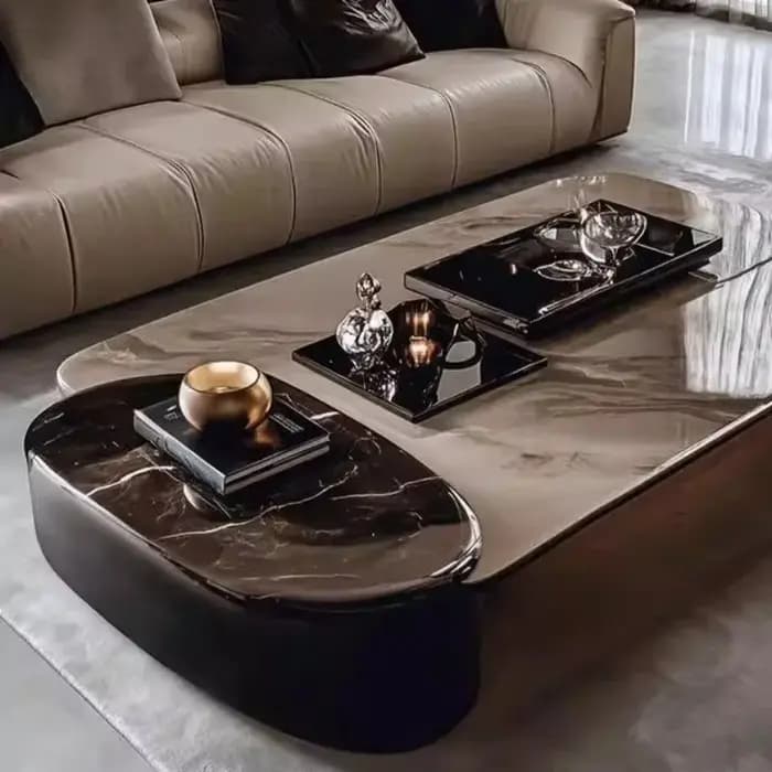 Ensemble de tables basses et d'appoint en pierre microcristalline