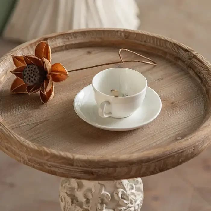 Français rétro bois massif Mini balcon loisirs canapé Table d'appoint salon créatif sculpté Table d'