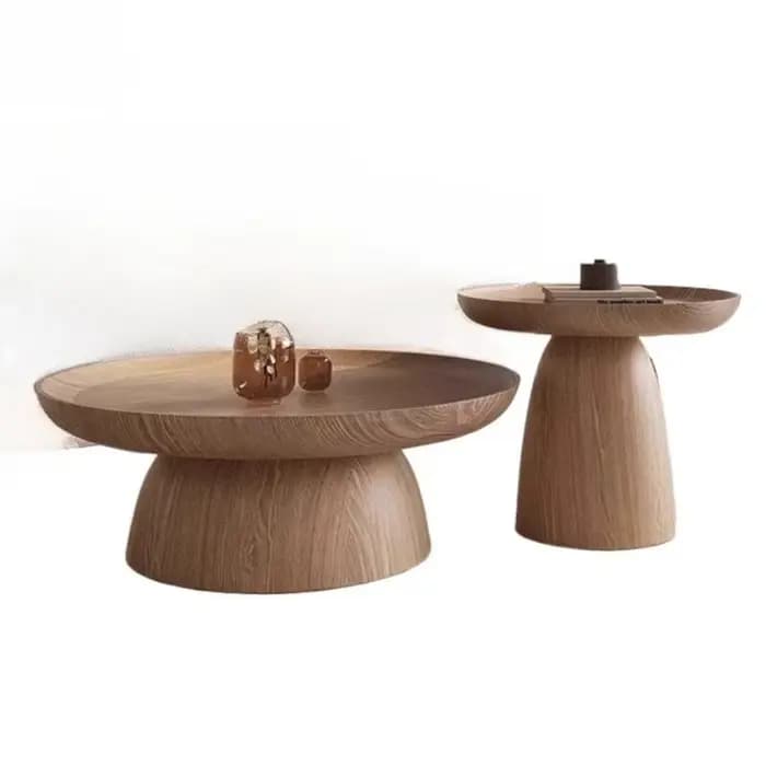 Table basse ronde créative en bois de noyer noir
