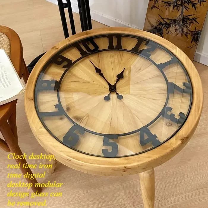 Table basse minimaliste en bois massif avec ornements