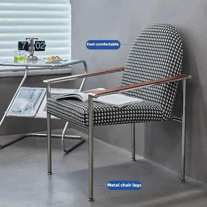 Chaises de Luxe en Métal avec Dossier Ergonomique pour Salon, Fauteuils Confortables et Modernes, Me