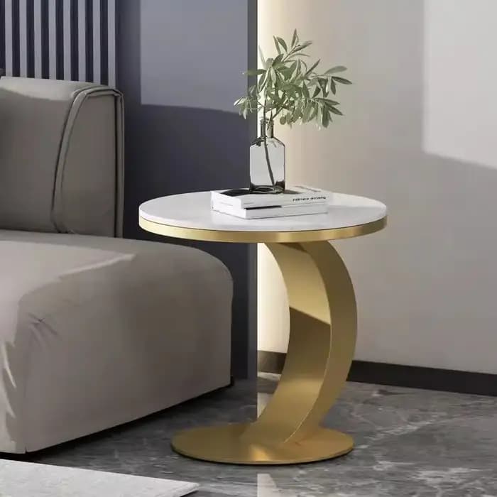 Table basse d'appoint ronde moderne avec plateau