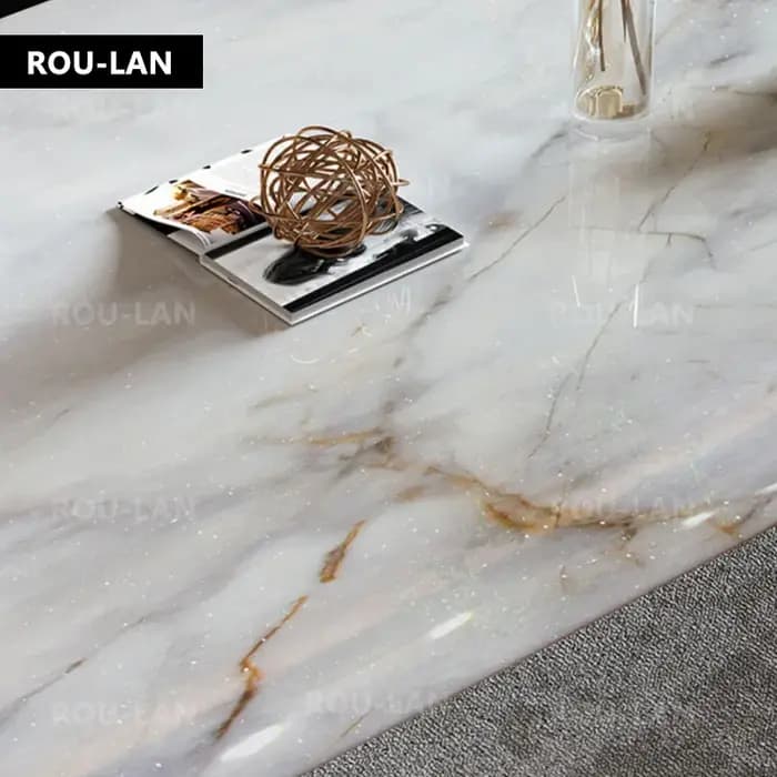 Table à manger en pierre de cristal de couleur de luxe légère
