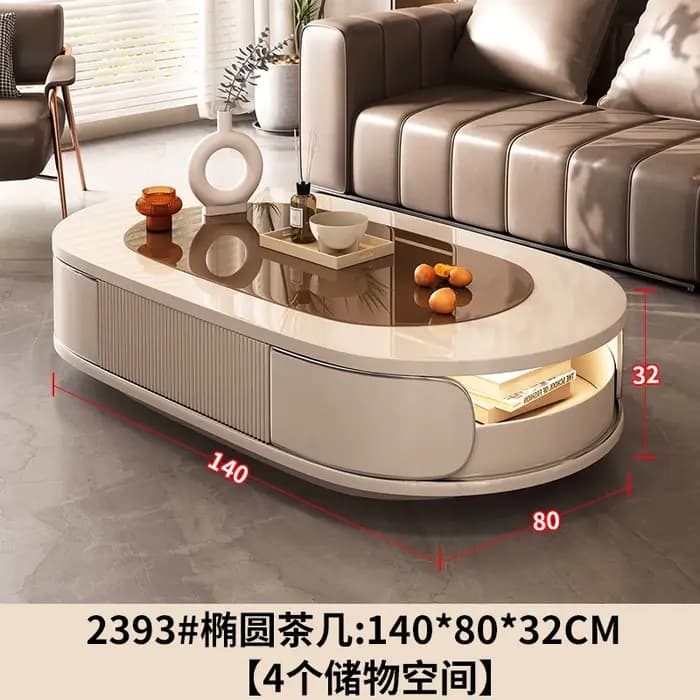Tables basses rondes modernes tiroirs en verre