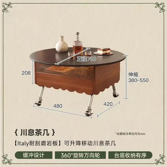 Table basse relevable avec rangement, design moderne et élégant, table d'appoint de canapé, décorati