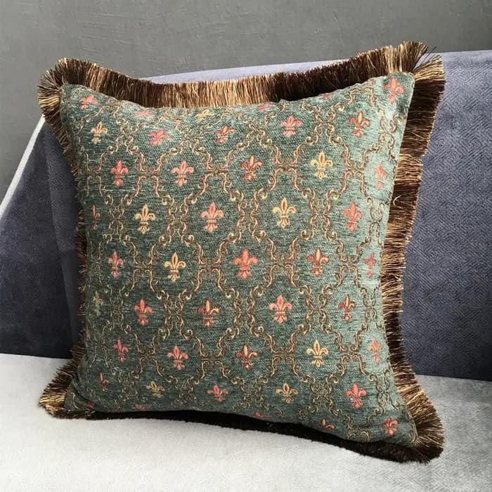 Juste de coussin en chenille douce tissée pour canapé, taie d'oreiller décorative, vert foncé, petit