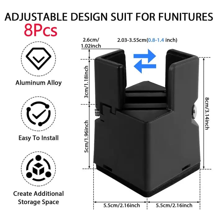 4/8 pièces réglable chaise Riser vis pince 5/10cm hauteur robuste canapé Tables lit meubles Risers bureau