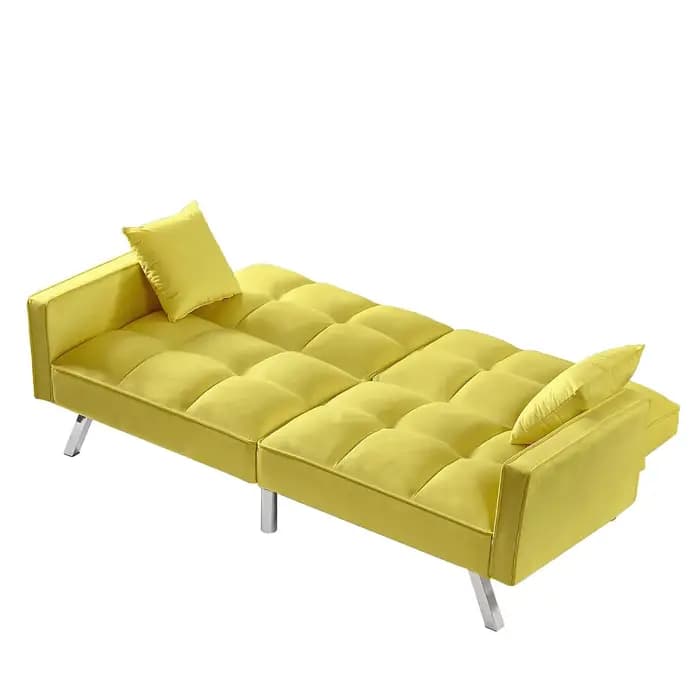 Canapé-lit, canapé convertible moderne en velours, canapé-lit avec accoudoirs et 2 oreillers, pour s